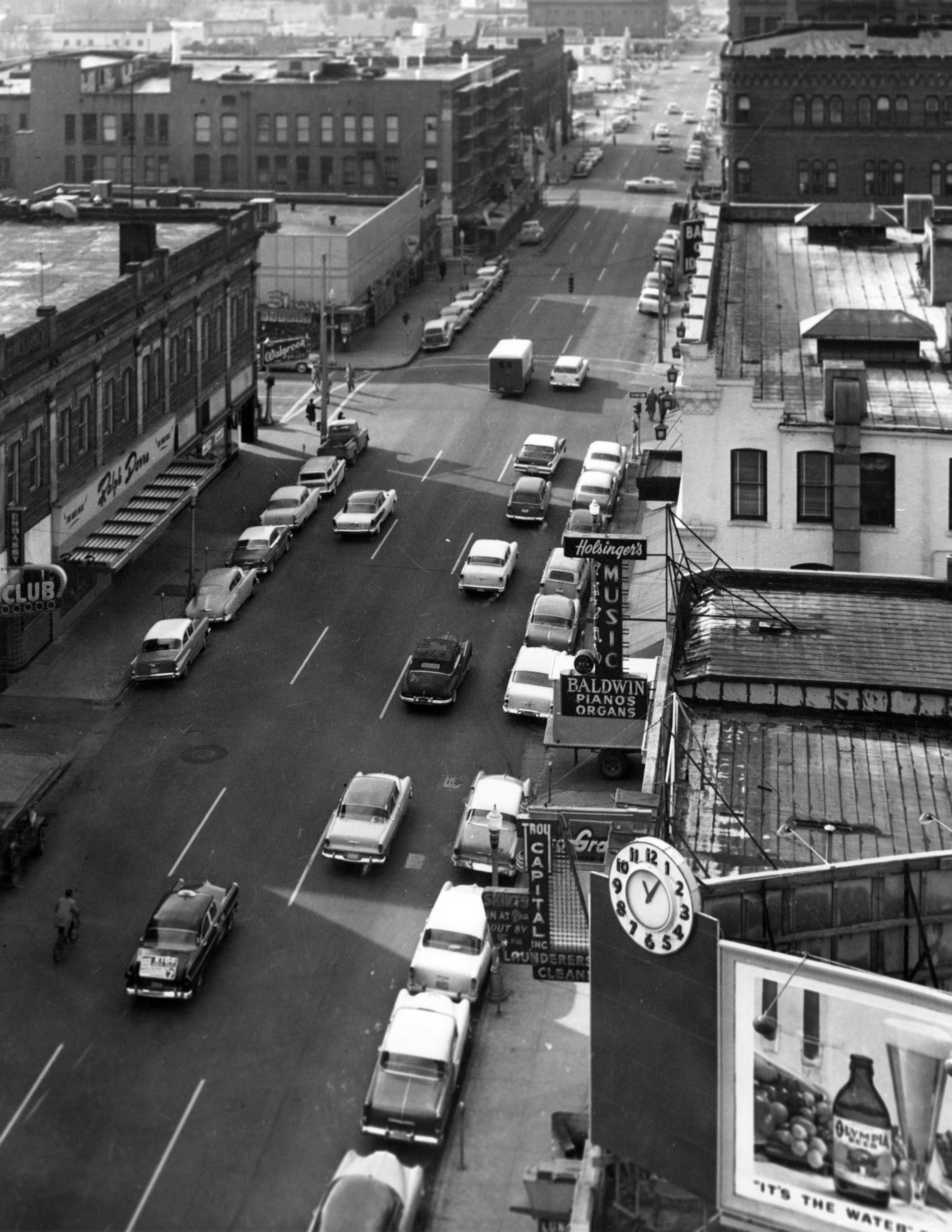 Aerial View of Downtown Boise - Historic black and white photo