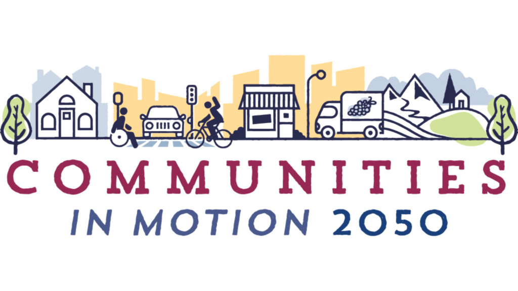 Communities in Motion 2050, the COMPASS long-range transportation plan, logo